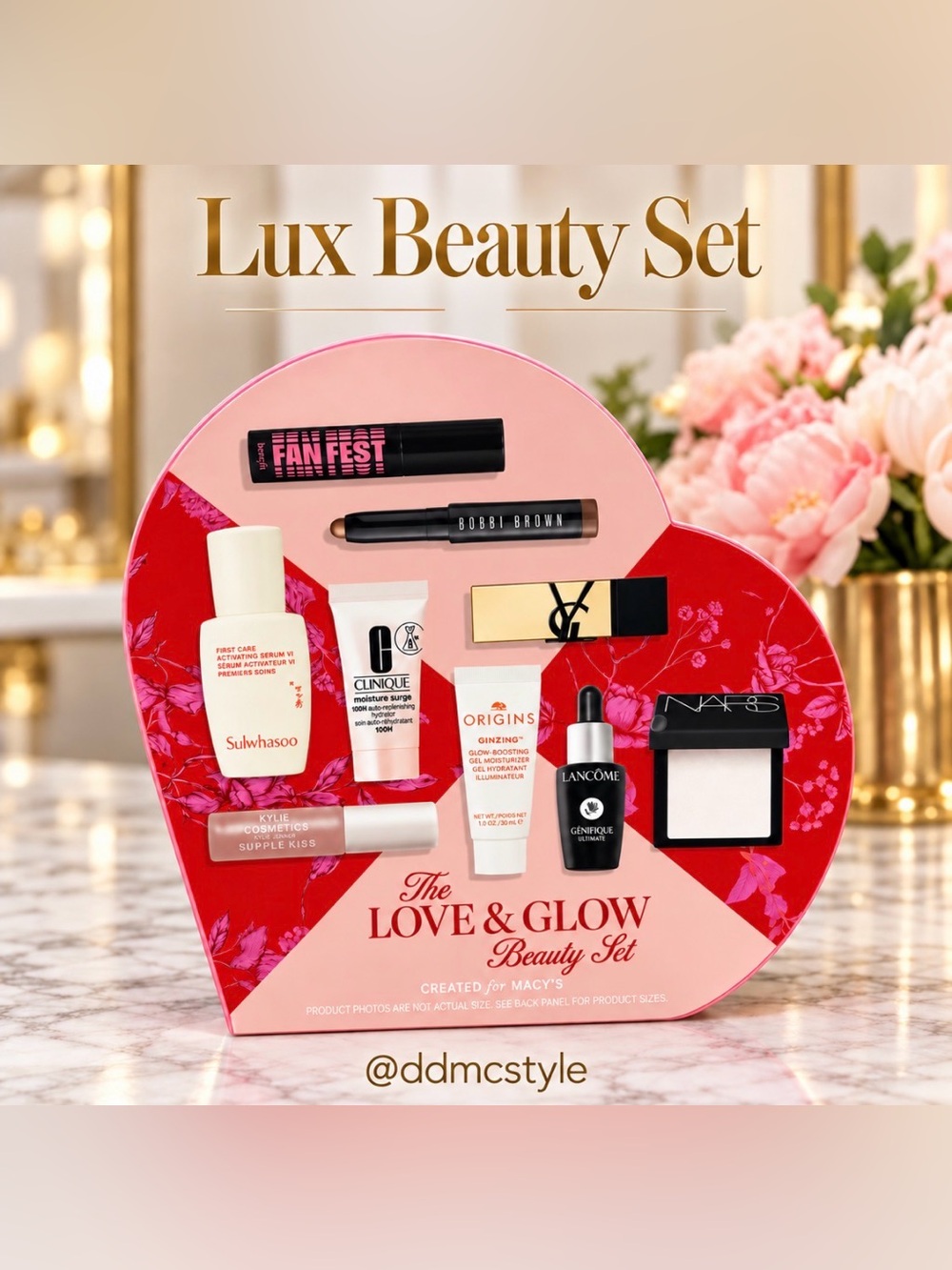 curated Macy’s Beauty Set ~ Love & Glow Beauty Set w 9 goods includes LUX 💝